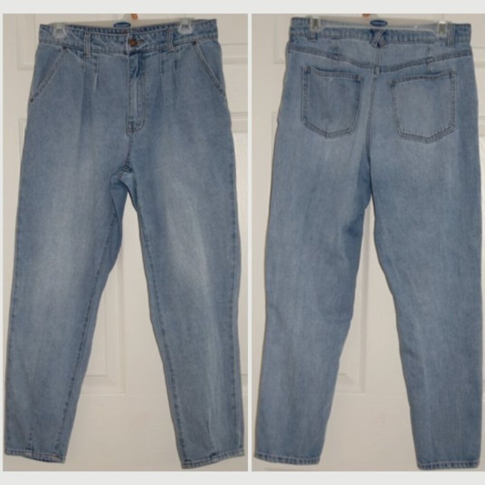 Indigo Rising Pleated High-Waist Blue Jeans, Size 5/27 (Waist 29.5")